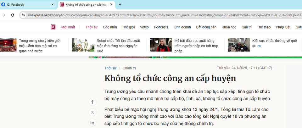 Xác nhận: không tổ chức công an cấp huyện