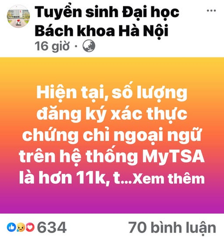 Hơn 11k thí sinh có IELTS 6.0 trở lên đăng ký ĐH Bách Khoa HN, học giỏi khoa tự nhiên mà Tiếng Anh cũng ok quấ