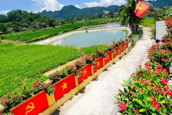 Con đường cờ hoa dài 40m ở Nghệ An thu hút sự quan tâm dịp Quốc khánh