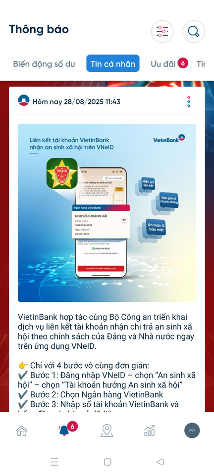 Loạt ngân hàng lớn rầm rộ hướng dẫn liên kết VNeID để nhận an sinh xã hội