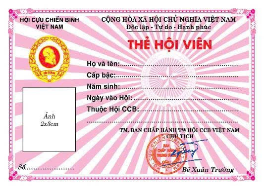 Sẽ đổi mẫu thẻ hội viên Hội Cựu chiến binh trên toàn quốc