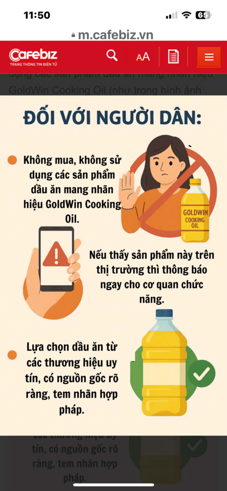 Công an cảnh báo khẩn về một nhãn hiệu dầu ăn tới tất cả người dân