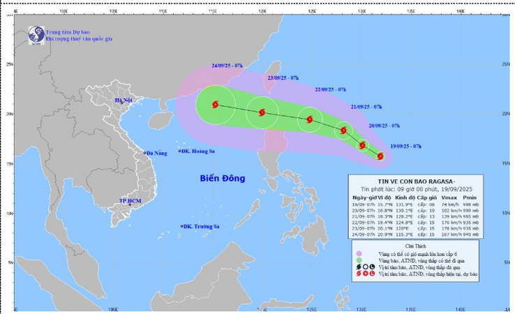 Thông tin ban đầu về bão số 9, bão RAGASA