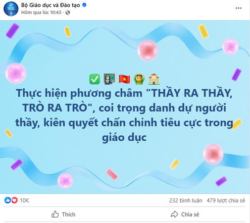 Ba bài đăng liên tiếp trên fanpage của Bộ Giáo dục và Đào tạo sao trùng hợp thế?