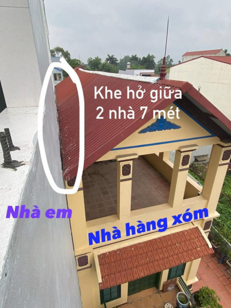 Nhà hàng xóm không cho xối nước mưa vào máng nhà họ, em phải làm như thế nào?
