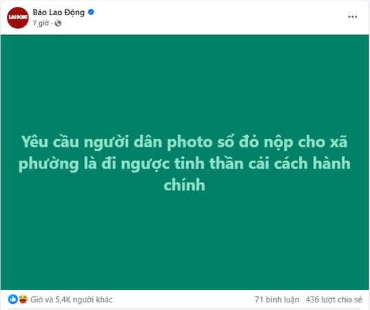Bài viết trên báo Lao động hay quá, rất mong các cấp lắng nghe, tiếp thu