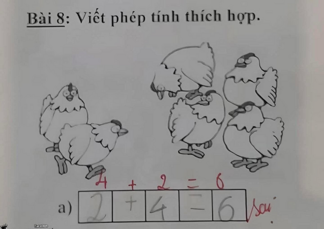 Bài toán lớp 1 gây tranh cãi: 4+2 hay 2+4?