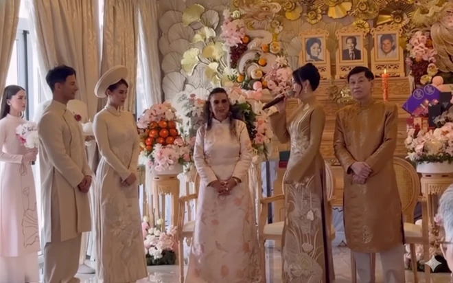 Diễn viên, doanh nhân Thủy Tiên, vợ tỷ phú Johnathan Hạnh Nguyễn dặn dò con gái trong lễ cưới