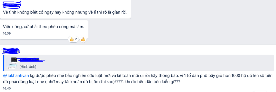 Quỹ tổ dân phố dùng tài khoản cá nhân có đúng không?