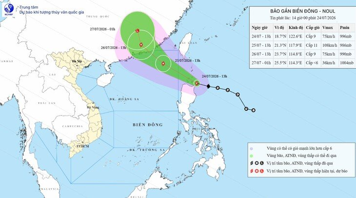 Bão số 2 vào Biển Đông giật cấp 13, sóng cao đến 5m