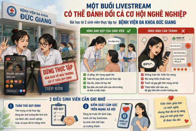 Một buổi livestream có thể đánh đổi cả cơ hội nghề nghiệp: Bài học không chỉ dành cho hai sinh viên thực tập tại Bệnh viện Đa khoa Đức Giang