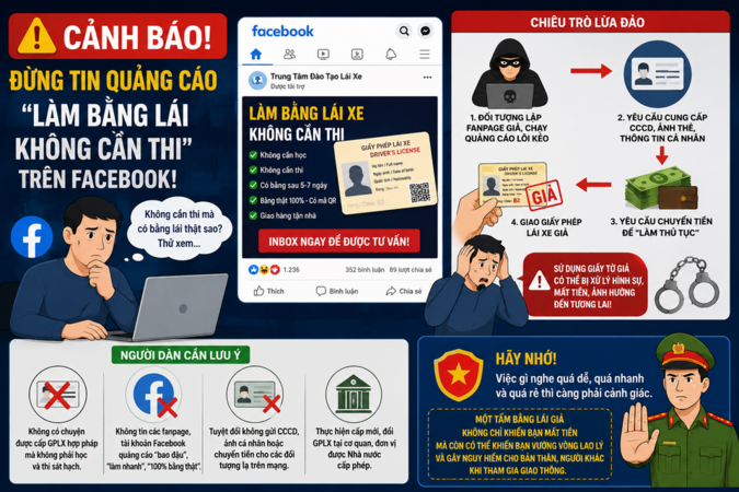 🚨 Cảnh báo: Đừng để mất tiền chỉ vì tin lời quảng cáo "làm bằng lái không cần thi" trên Facebook!