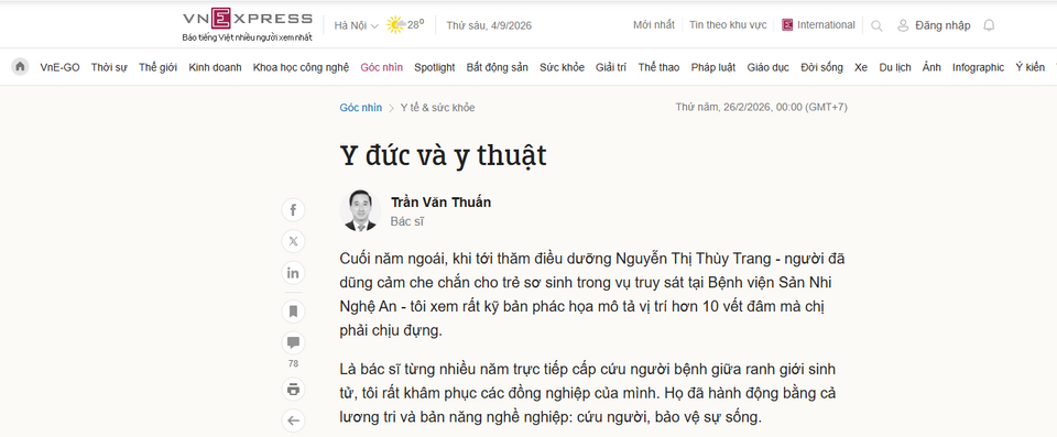 Trớ trêu! Thứ trưởng Trần Văn Thuấn đã có chia sẻ về y đức rất dài, vài tháng sau bị bắt về tội nhận hối lộ