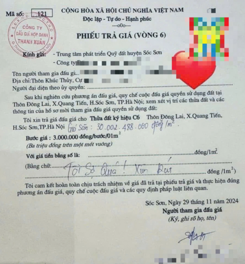 Cần điều tra ngay vụ trả tới 30 tỉ/m² đấu giá đất ngoại thành Hà Nội rồi xin rút vì 'sợ quá'